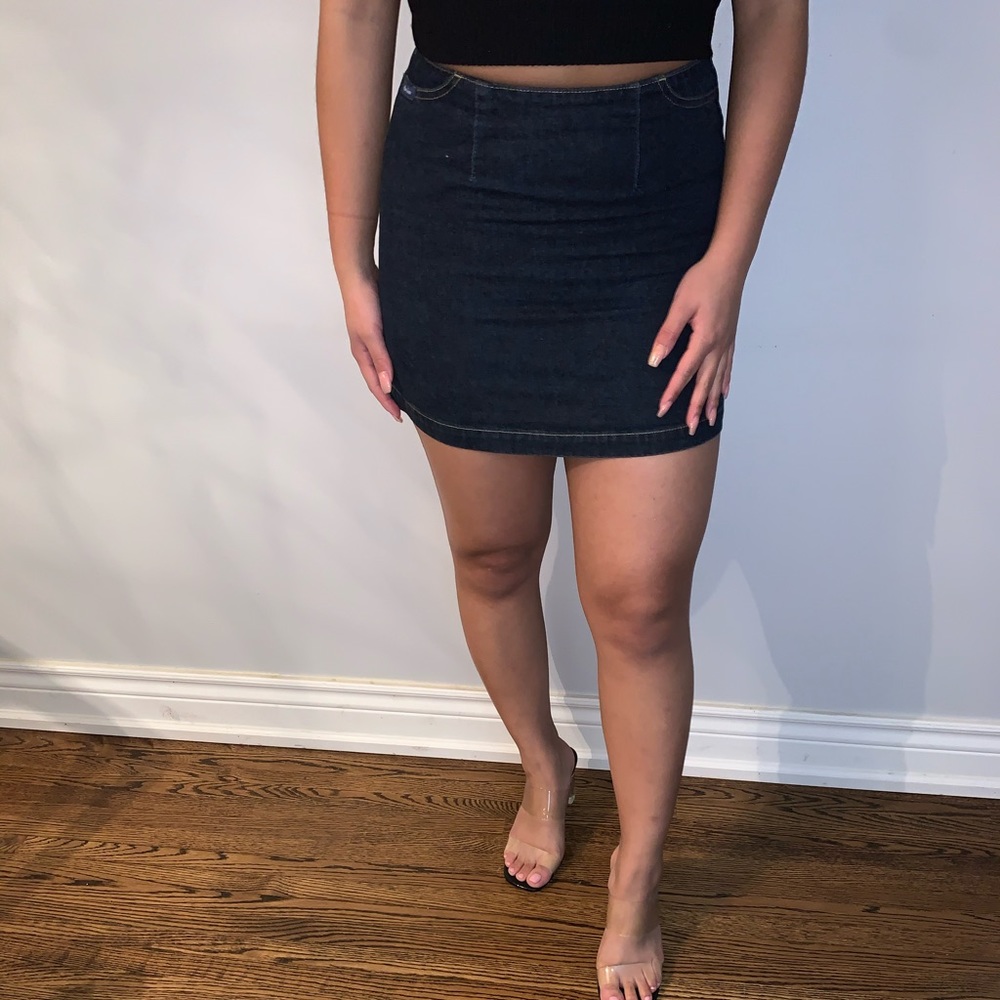 Dark blue denim skirt